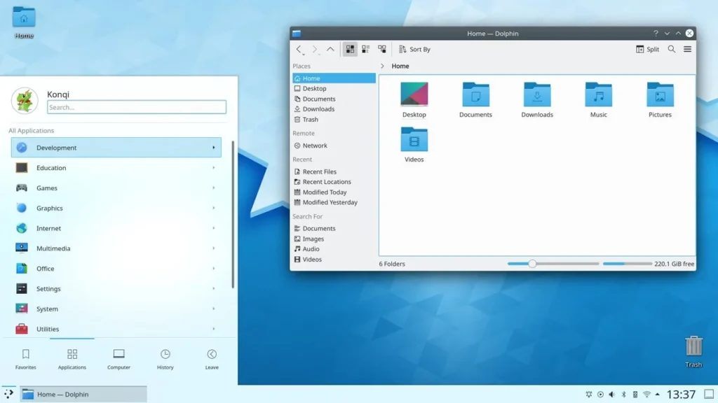 Ambiente de área de trabalho - KDE Plasma