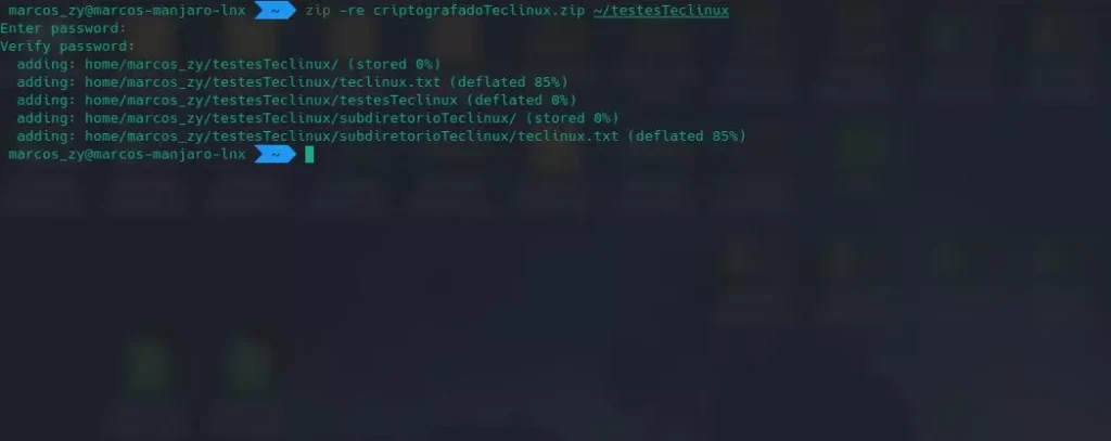 Criptografando pasta no Linux com ZIP