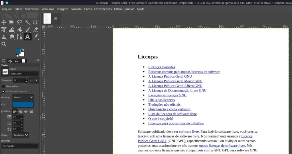 Editar PDF com o GIMP